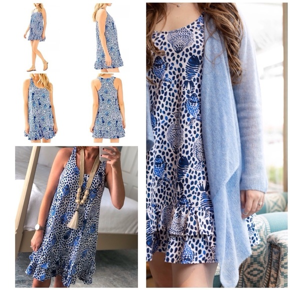 Lilly Pulitzer Evangelia Dress In High Tide Navy Heart And Sole Size Small - Picture 9 of 9